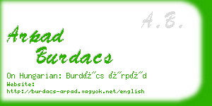 arpad burdacs business card